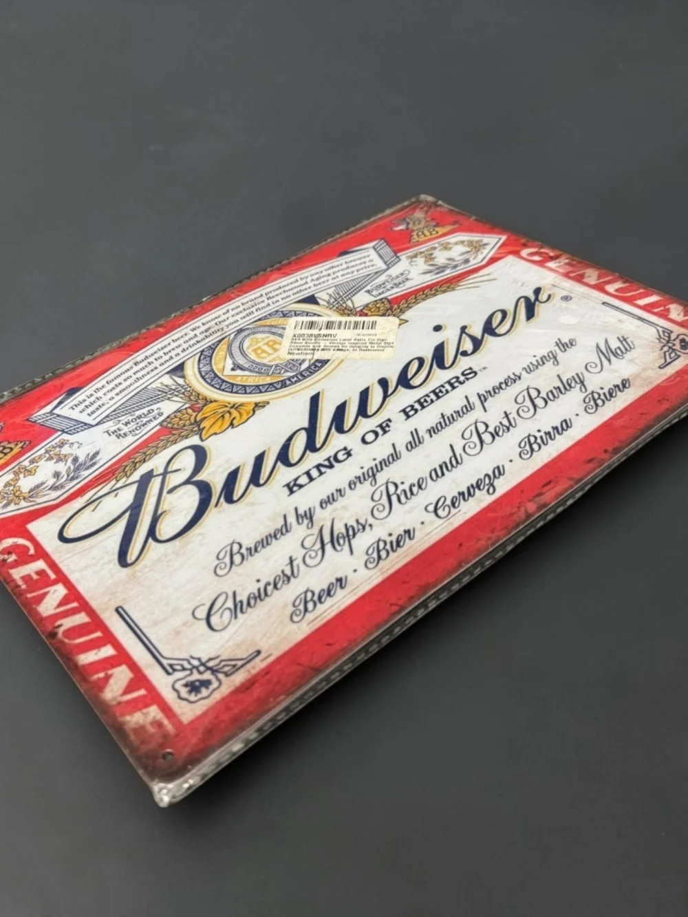 NOT FOR SALE - Budweiser Vintage Tin Sign 12x8 Beer Bar Man Cave Pub Wall Decor